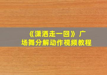 《潇洒走一回》 广场舞分解动作视频教程